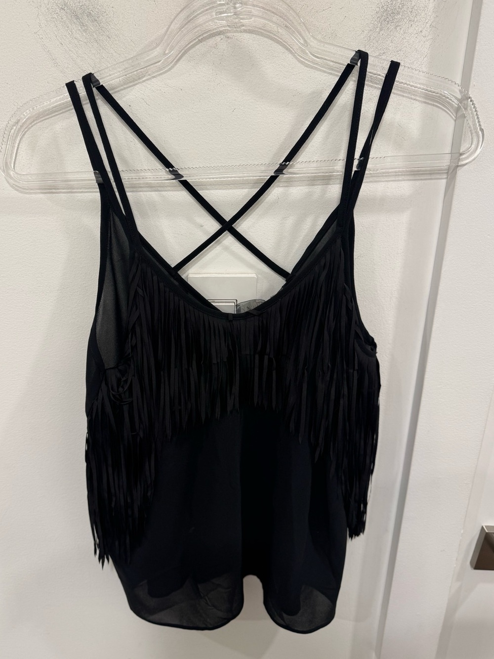 Yoana Baraschi Black Fringe Strappy Camisole